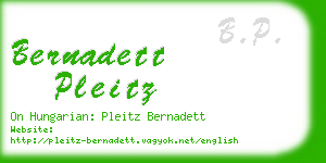 bernadett pleitz business card